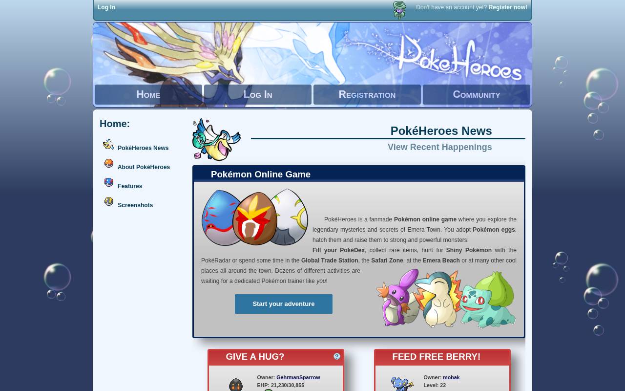 Tampilan situs PokeHeroes
