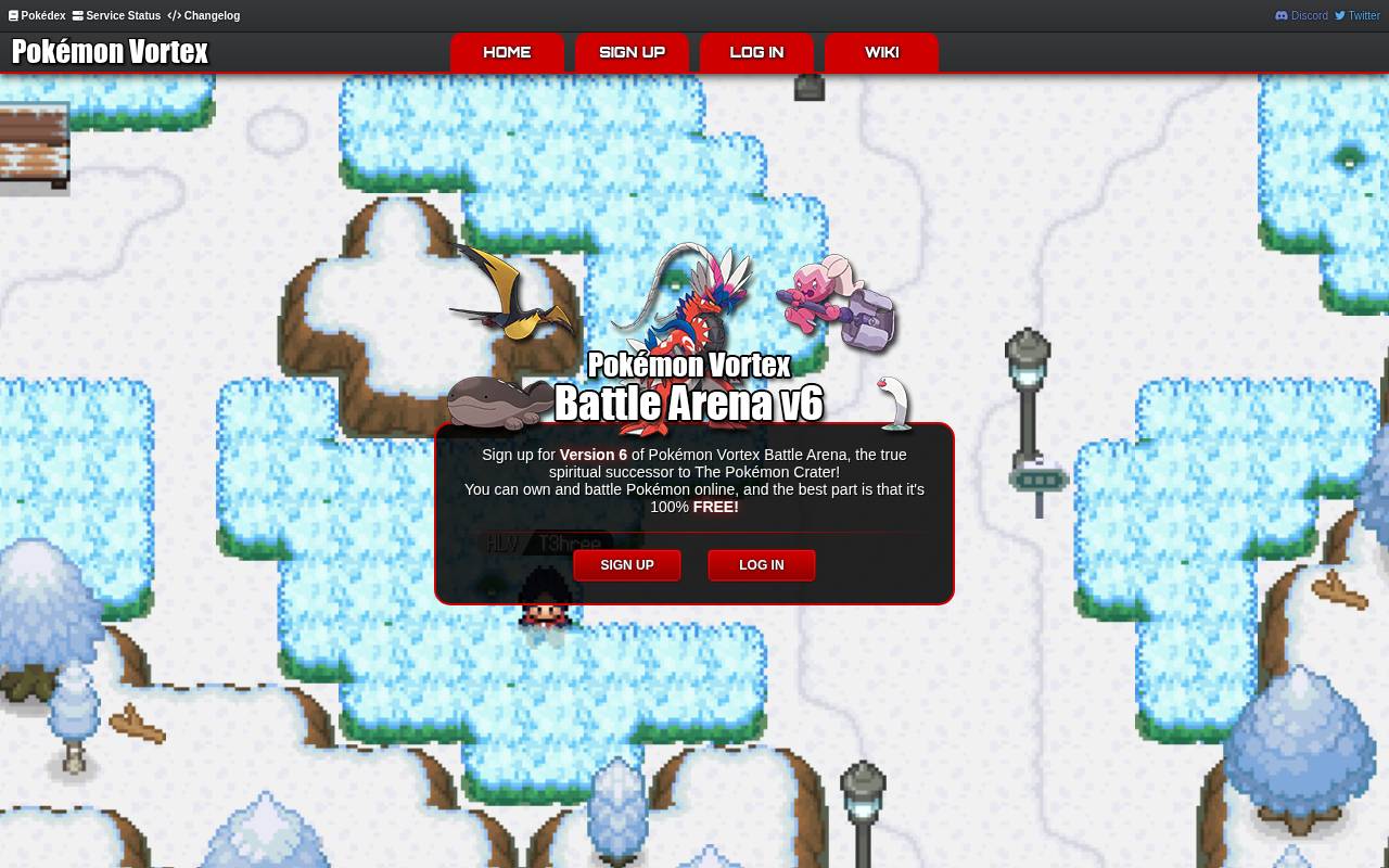 Tampilan situs Pokémon Vortex
