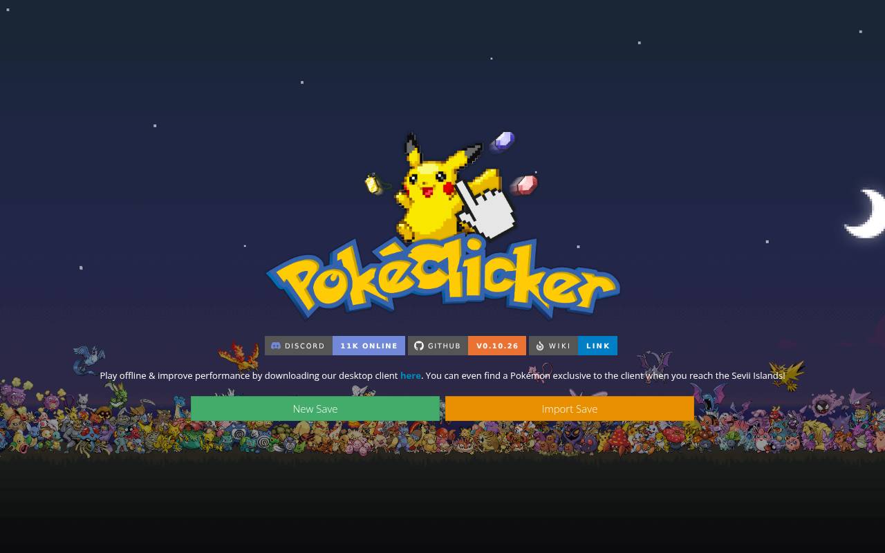 Tampilan situs PokéClicker