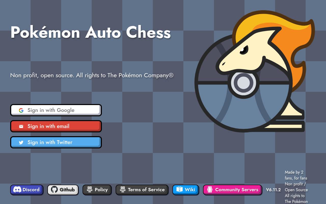 Tampilan situs Pokémon AutoChess