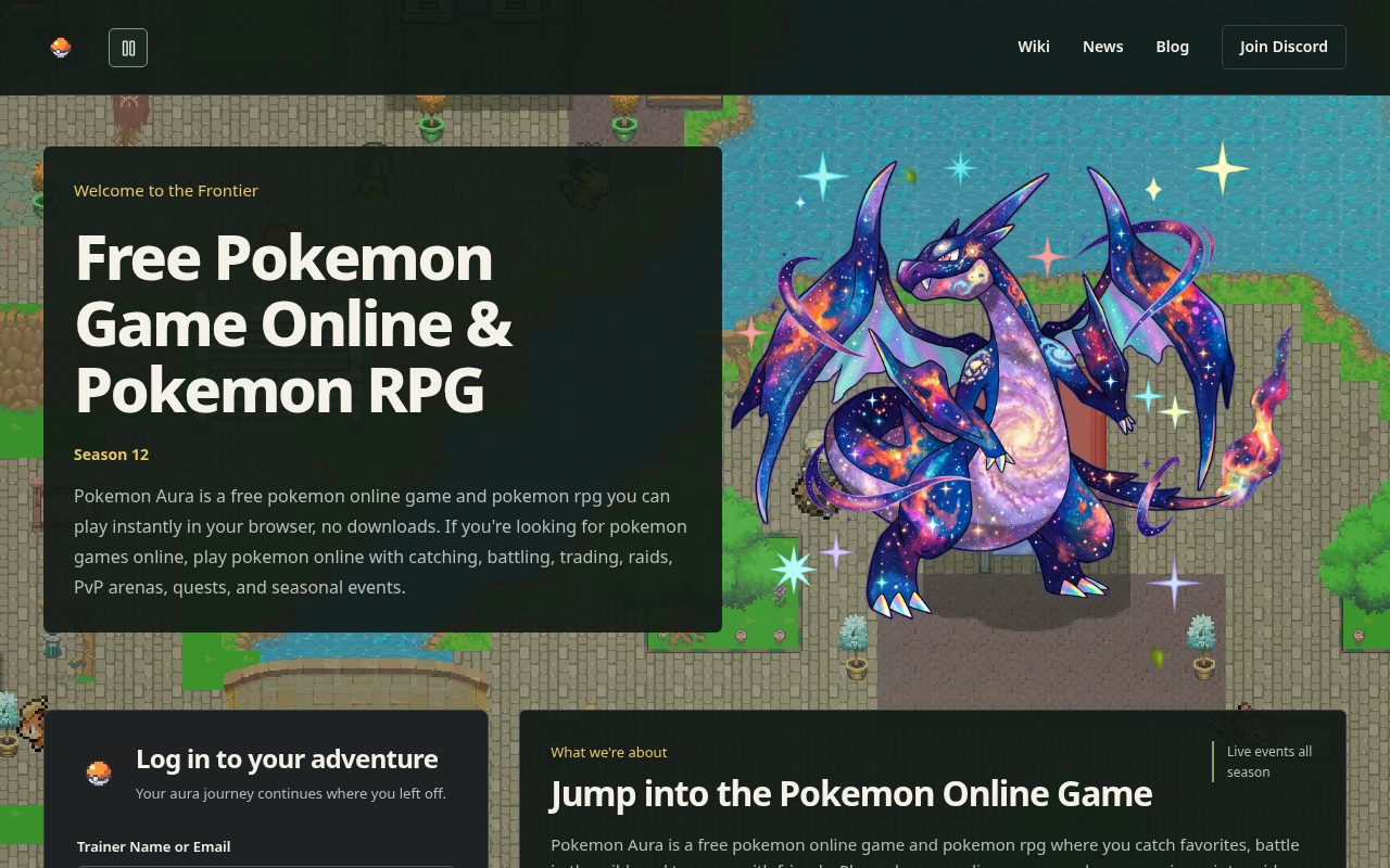 Tampilan situs Pokemon Aura
