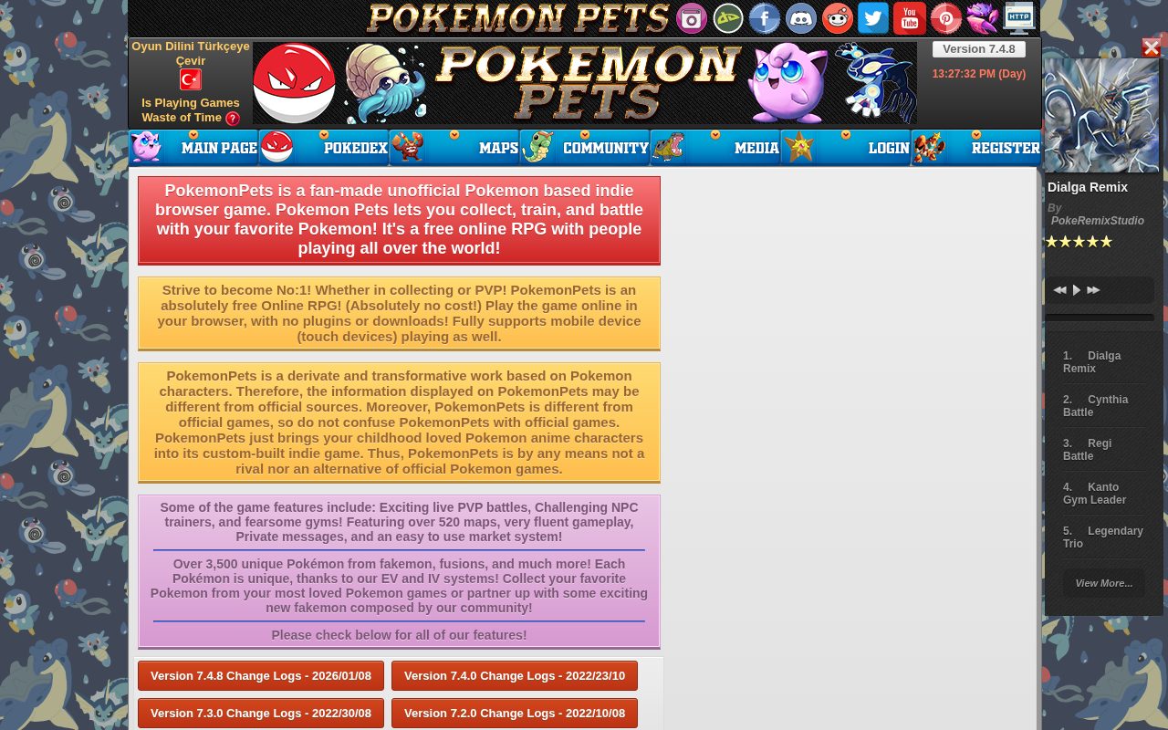 Tampilan situs PokemonPets