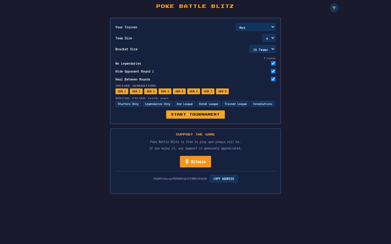 Tampilan situs Poke Battle Blitz