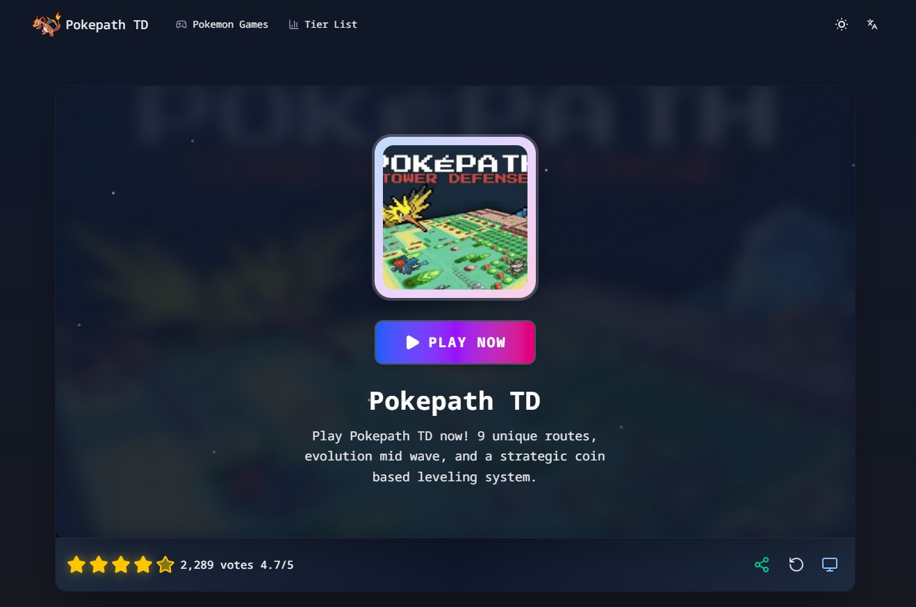 Tampilan situs Pokepath TD