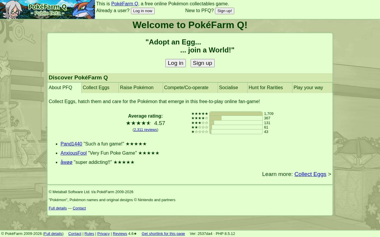 Tampilan situs PokeFarm