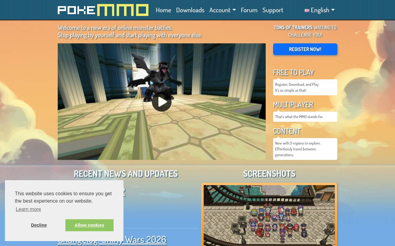 Tampilan situs PokéMMO