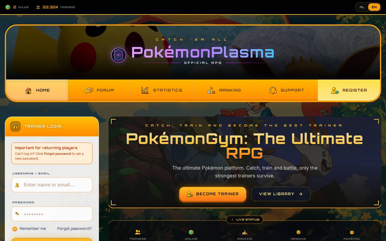 Tampilan situs Pokémon Plasma